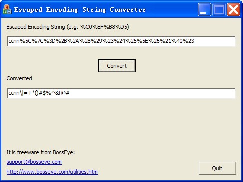 URL Escaped Encoding Decoder screen shot