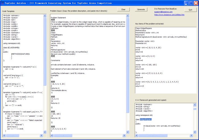 Topcoder AutoGen for Arena C++ 1.0 full